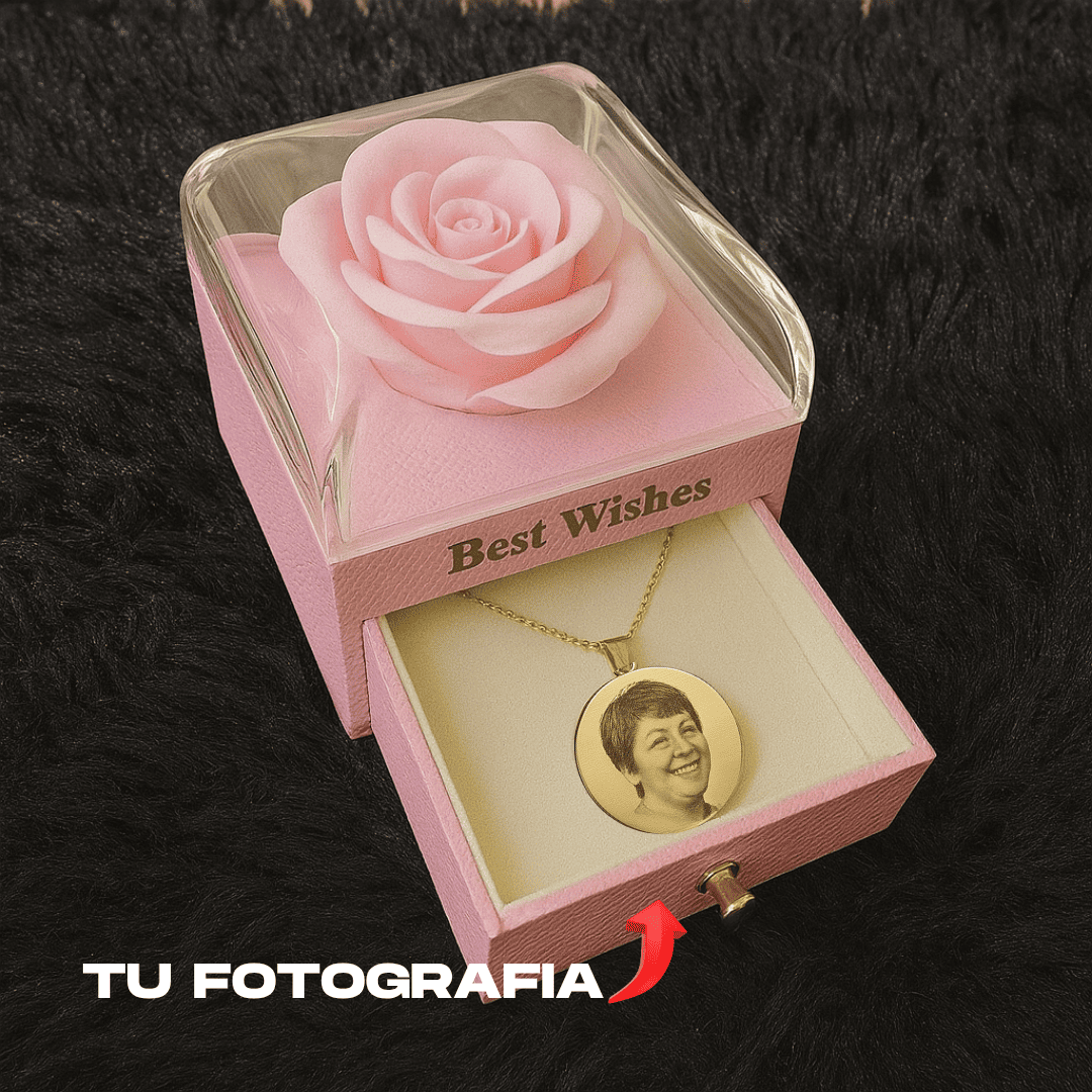 COLLAR CON IMAGEN + CAJA ROSA ETERNA