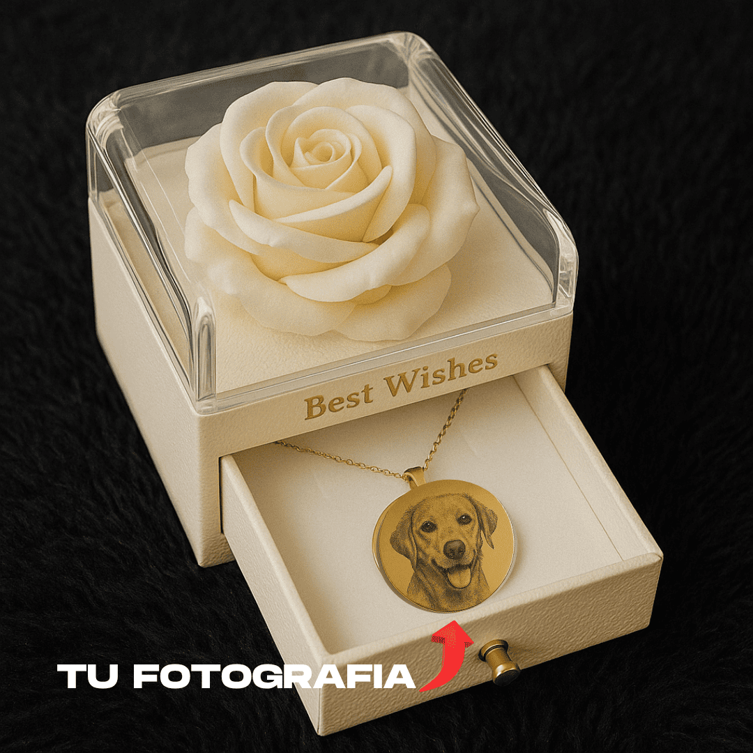 COLLAR CON IMAGEN + CAJA ROSA ETERNA