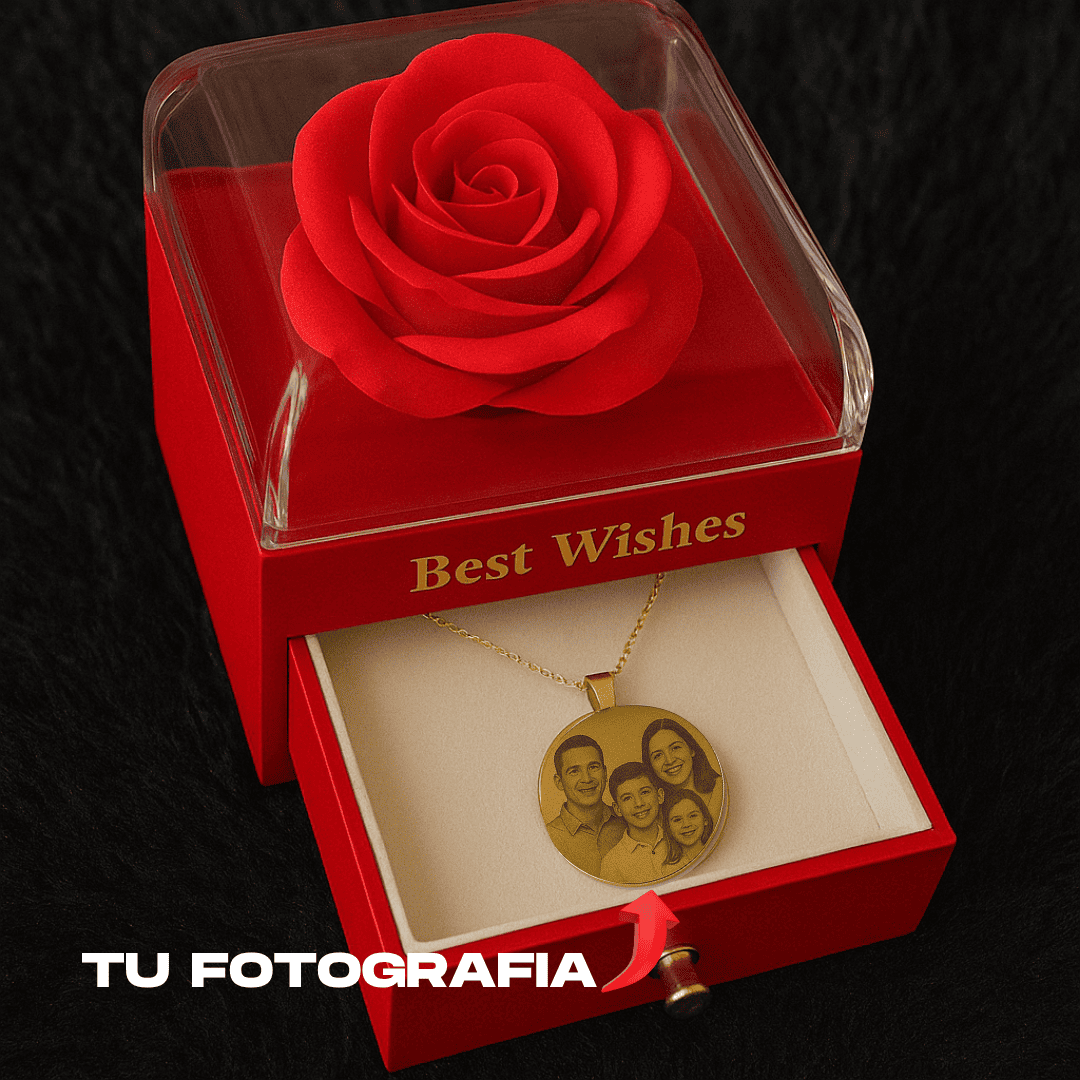 COLLAR CON IMAGEN + CAJA ROSA ETERNA